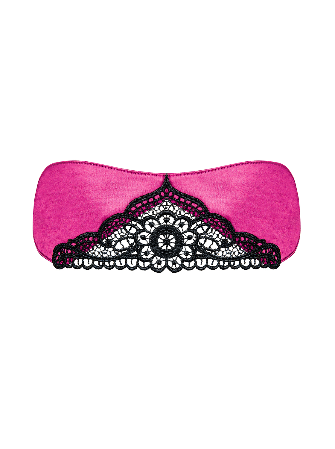 Schwarze Damen Augenmaske aus Satin mit Spitzenmuster zum binden Augenbinde