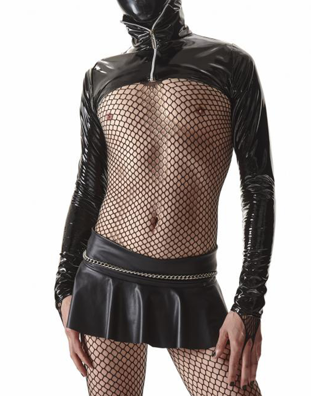 Herren PVC Jacke schwarz Crossdresser Fetish Bolero glänzend mit Reißverschluss