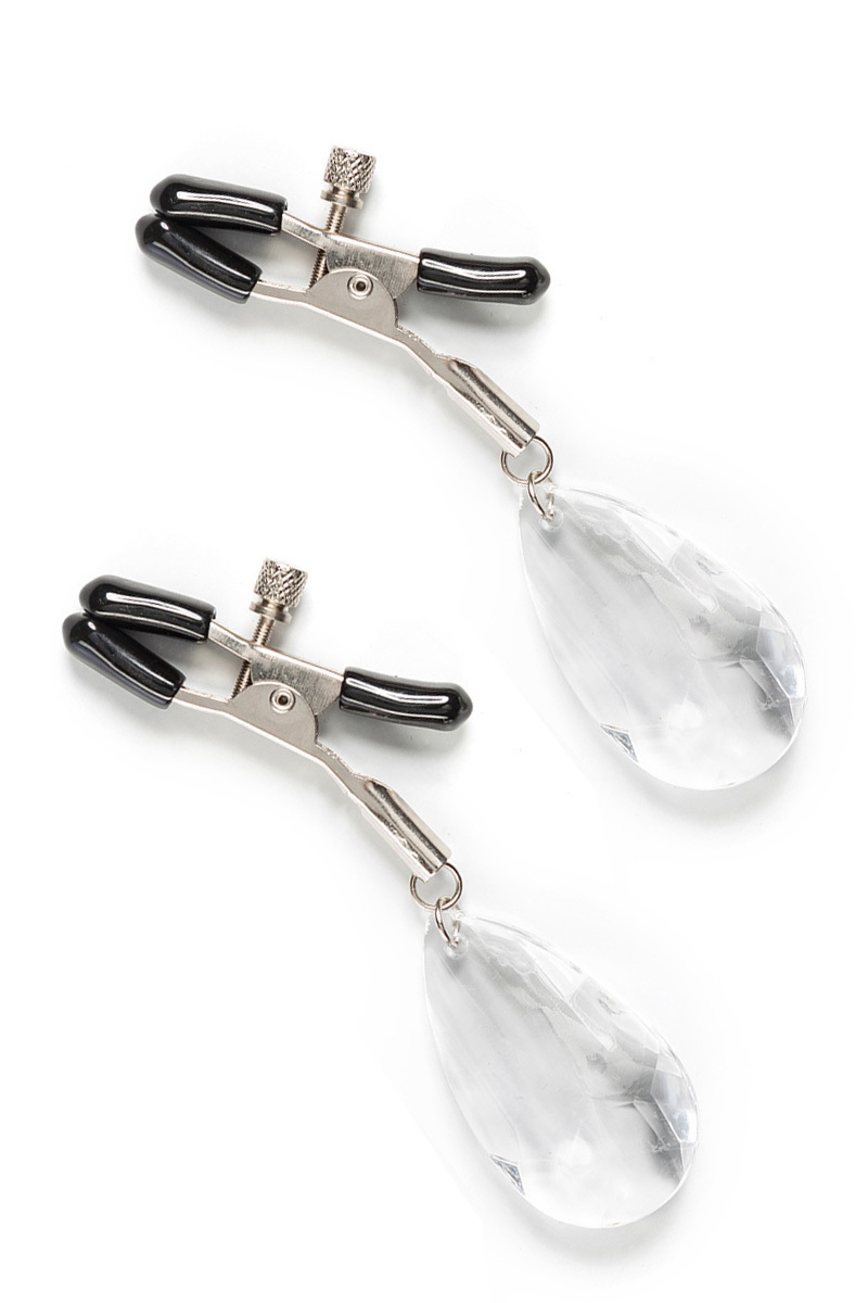 Damen Brustwarzenklemmen aus Metall mit tropfenförmigen Anhänger zm schrauben SM