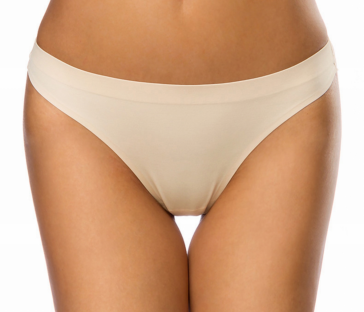 Beiger weicher Nahtloser Damen String dehnbar Seamless String Tanga