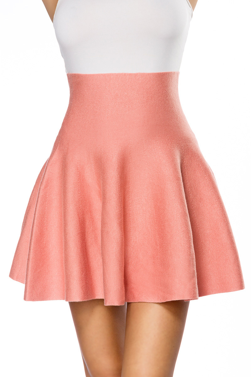 Ausgestellter High Waist Minirock in apricot hoher Rock unten ausgestellt Baumwolle