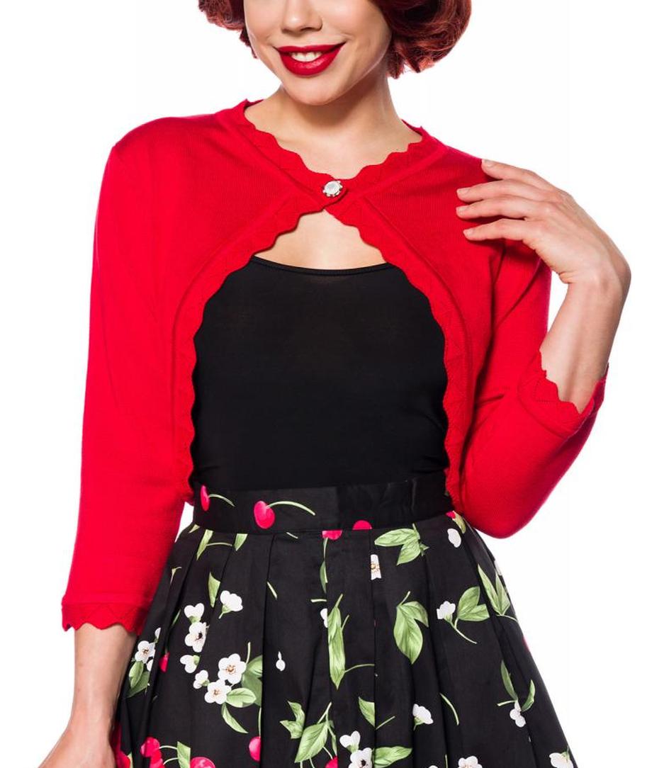 Beige kurze Damen Strick-Jacke mit langen Ärmeln und Rundhalsausschnitt Bolero Retro mit Knopf in de