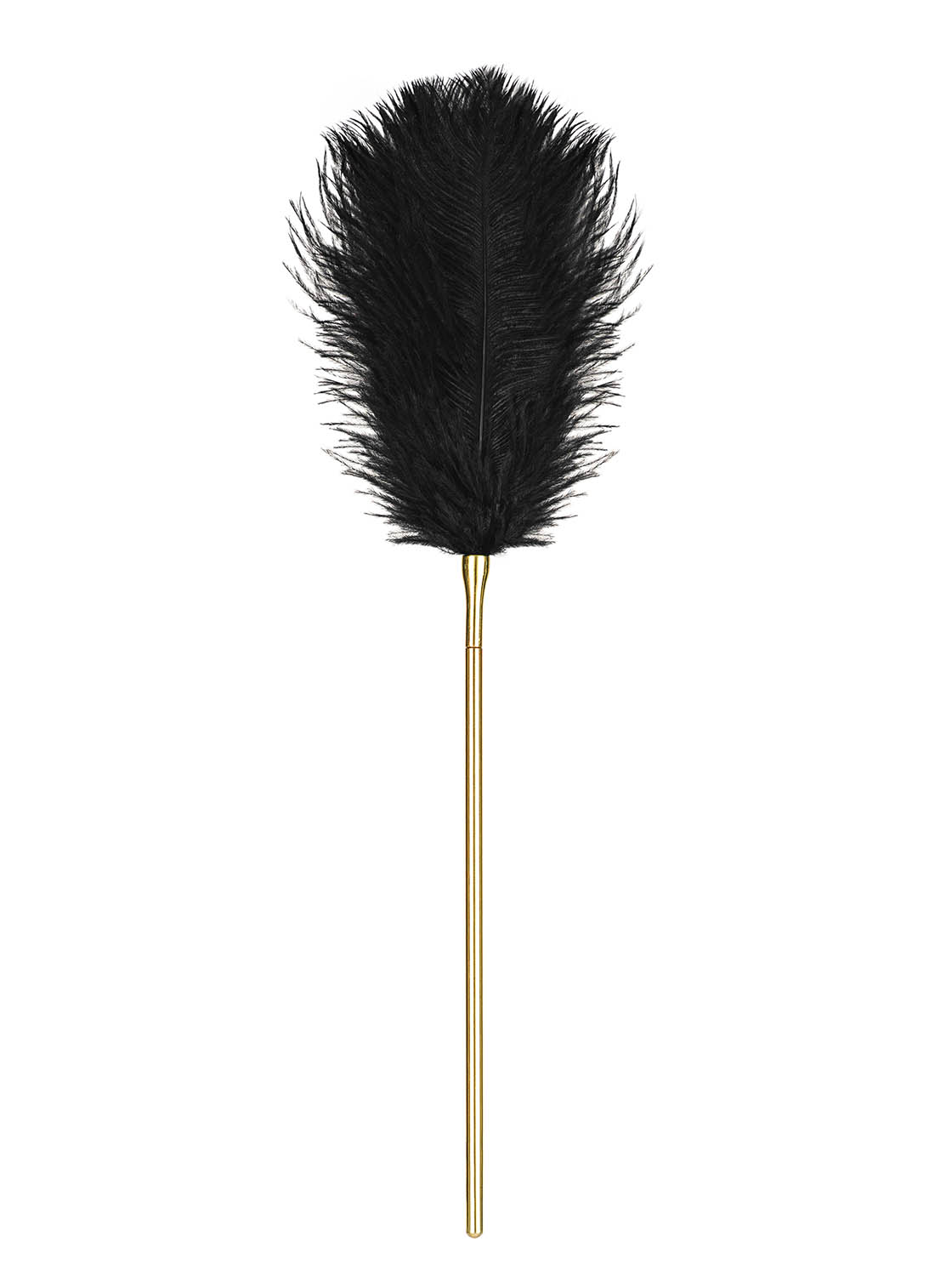 Gerte mit Kette und glänzenden Federn zum wechseln Tickler für sinnliche Spiele Peitsche 23cm gold 2