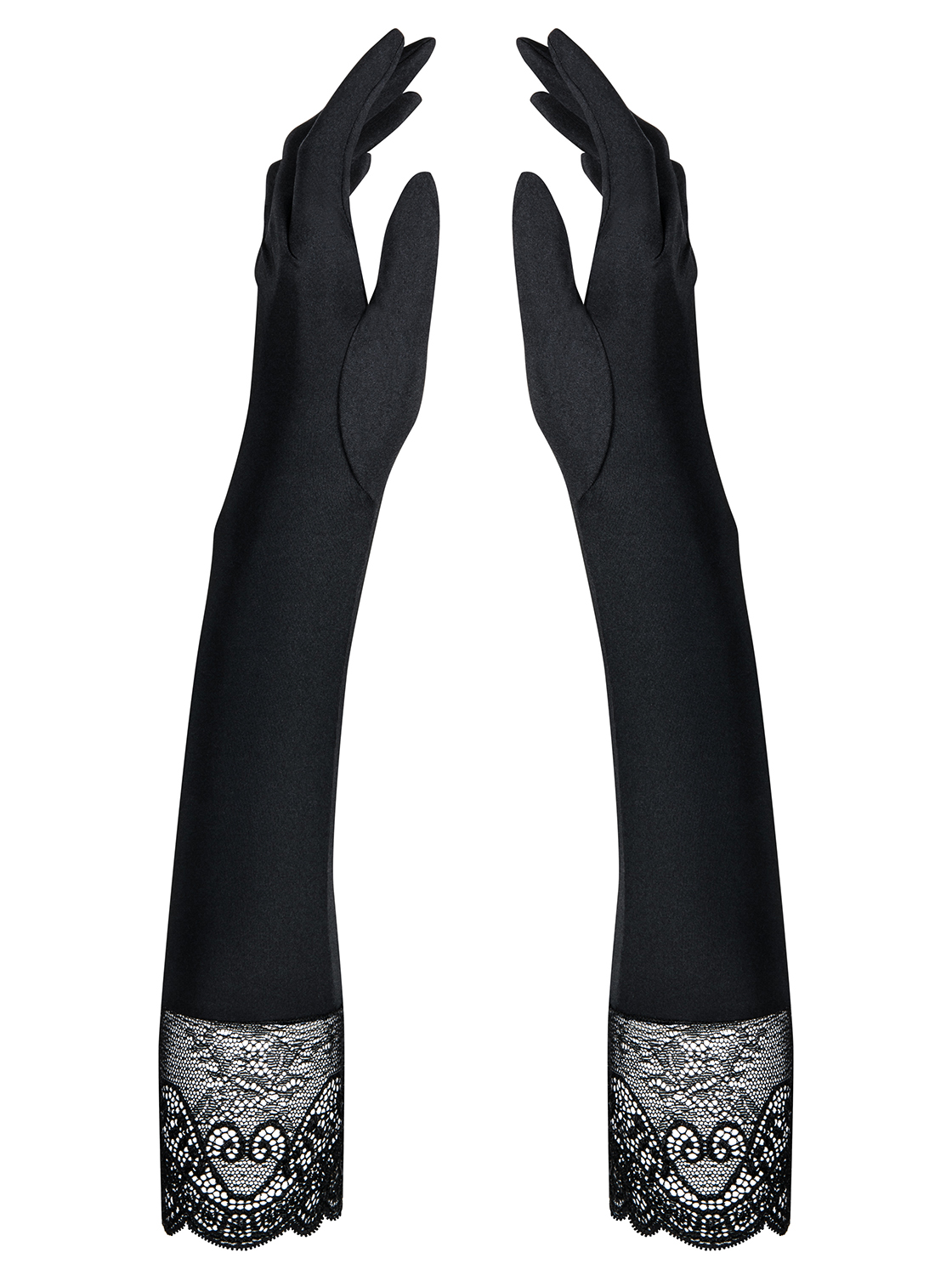 Erotische Damen Handschuhe Spitzenhandschuhe schwarz lang elastisch hochwertig OneSize